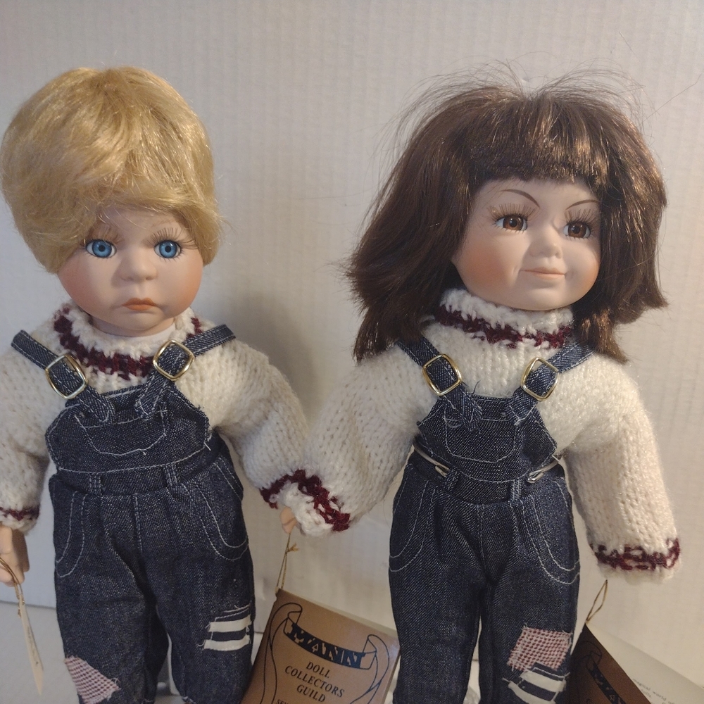 Vintage Porcelain Dolls Boy and Girl Millie and Billy Seymour Mann